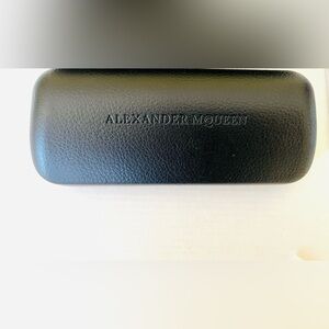 Alexander McQueen Black leather hard eyeglasses Case
